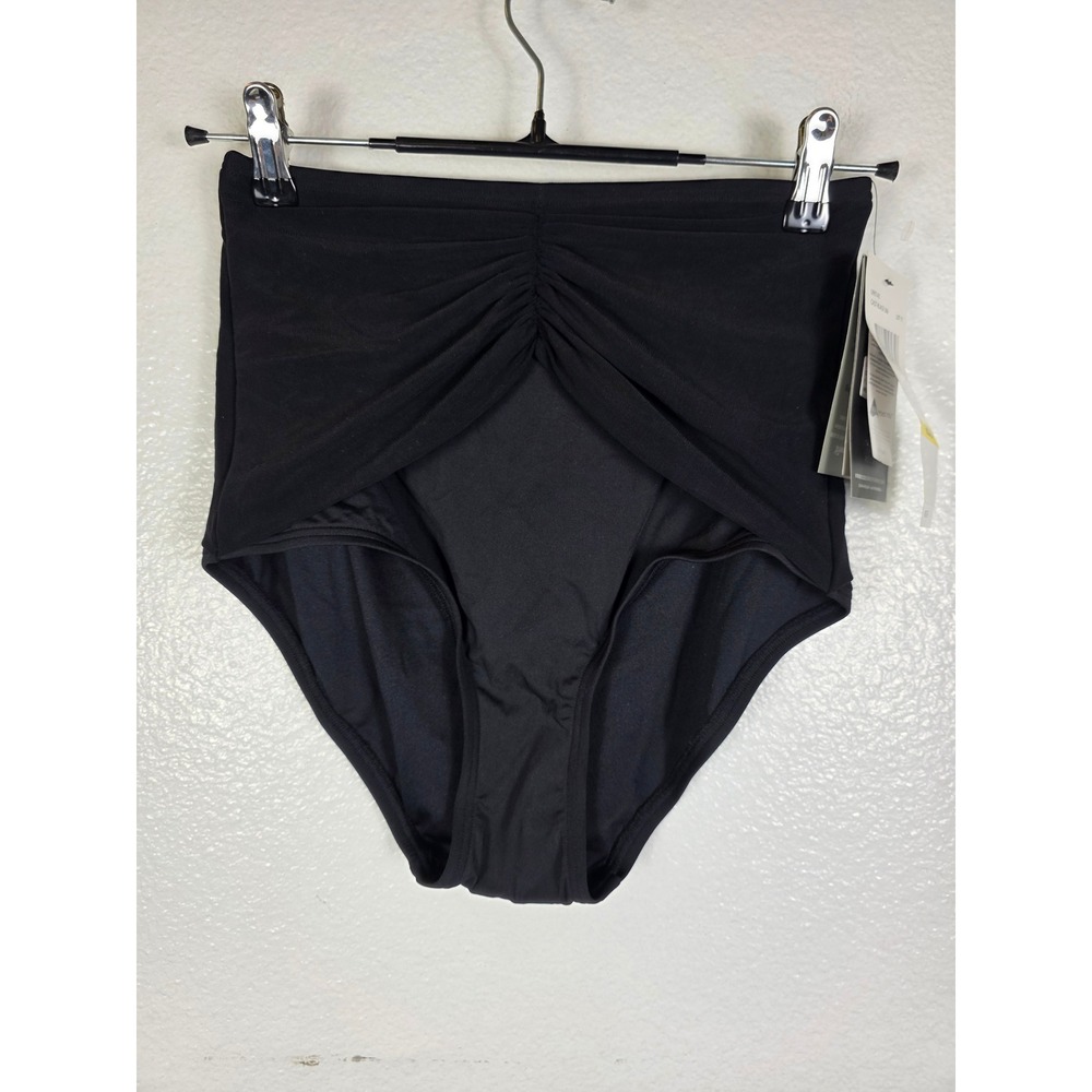Coco Reef Womens High Waisted Ruched Bikini Bottoms Black Size Medium